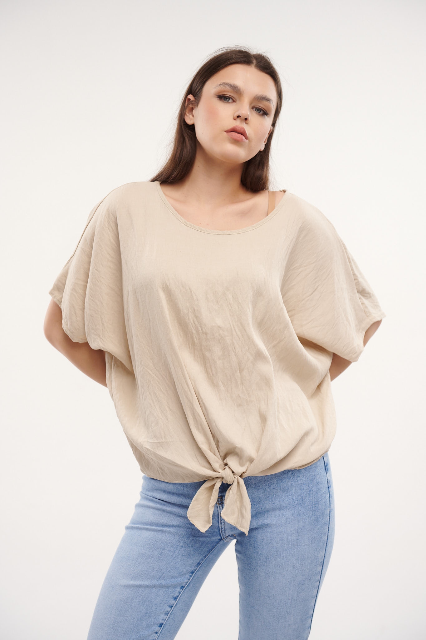 Short Sleeve Blouse With Knot