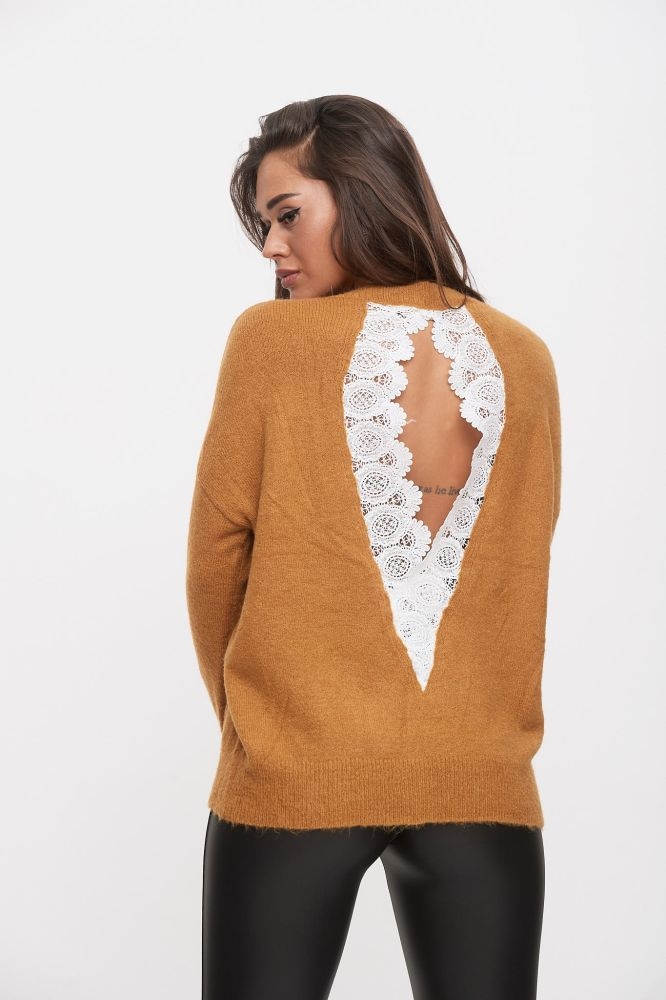 Open Back Knitted Blouse 