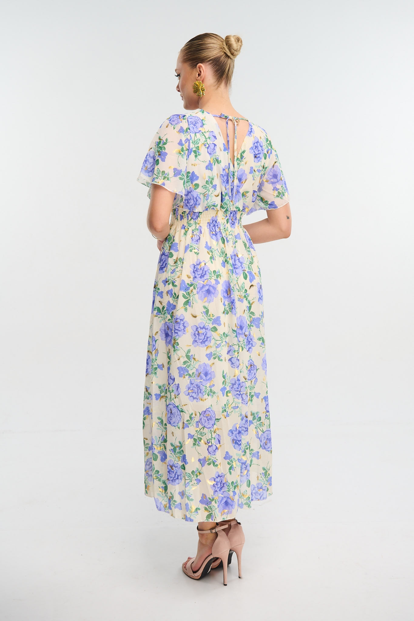 Φόρεμα Maxi Floral Με Βολάν Στα Μανίκια