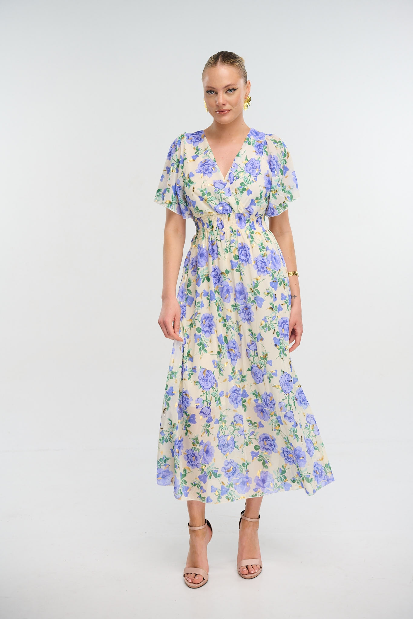 Floral Maxi Dress With Ruffled Sleeves