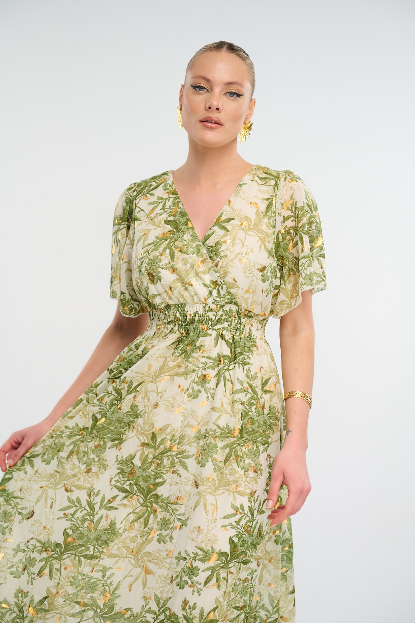 Leaf Printed Maxi Dress