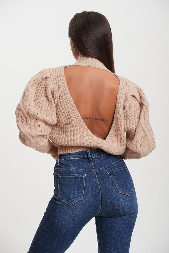 Open Back Knitted Blouse 