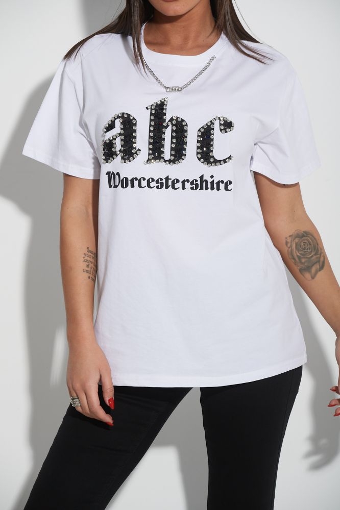 T-Shirt ABC Με Αλυσίδα Και Στρας