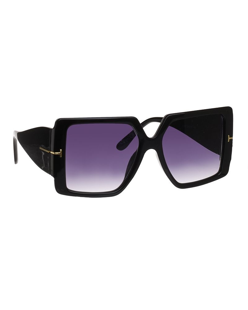 Black Horn-rimmed Sunglasses With Gold Detail