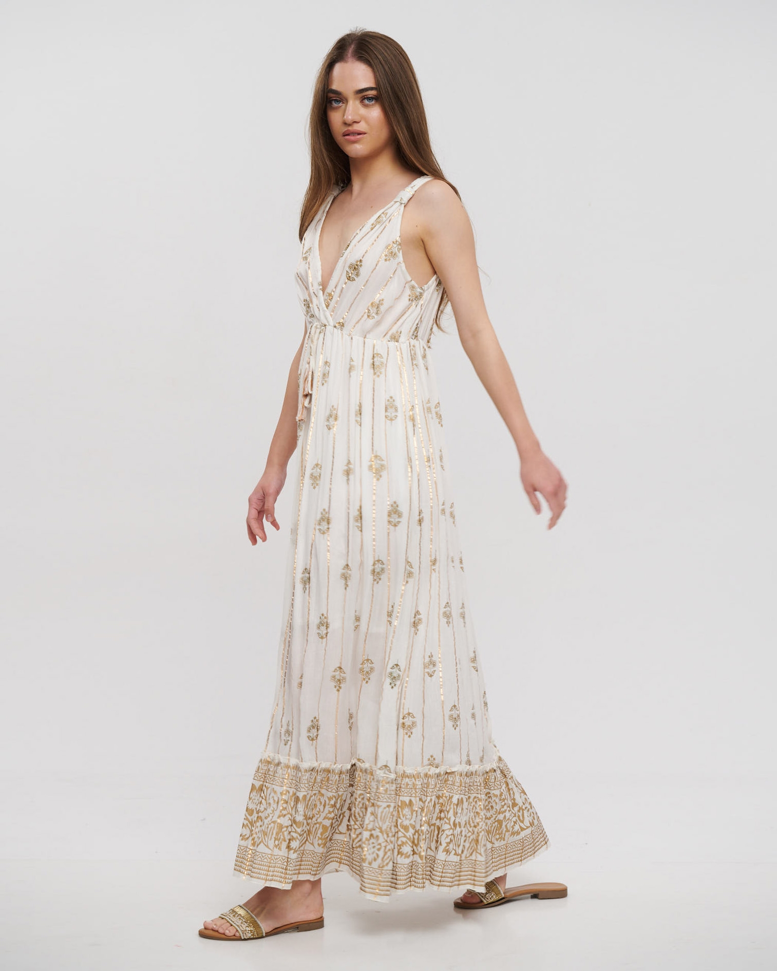 Maxi Dress With Golden Design BLE RESORT COLLECTION