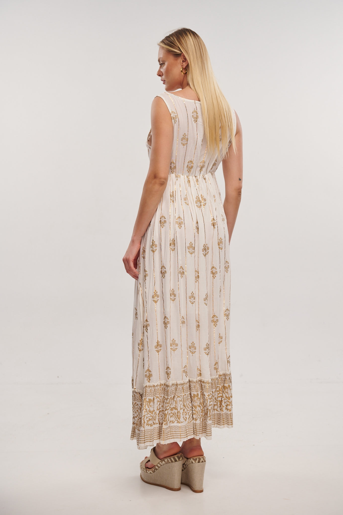 Φόρεμα Μακρύ Με Χρυσό Σχέδιο BLE RESORT COLLECTION