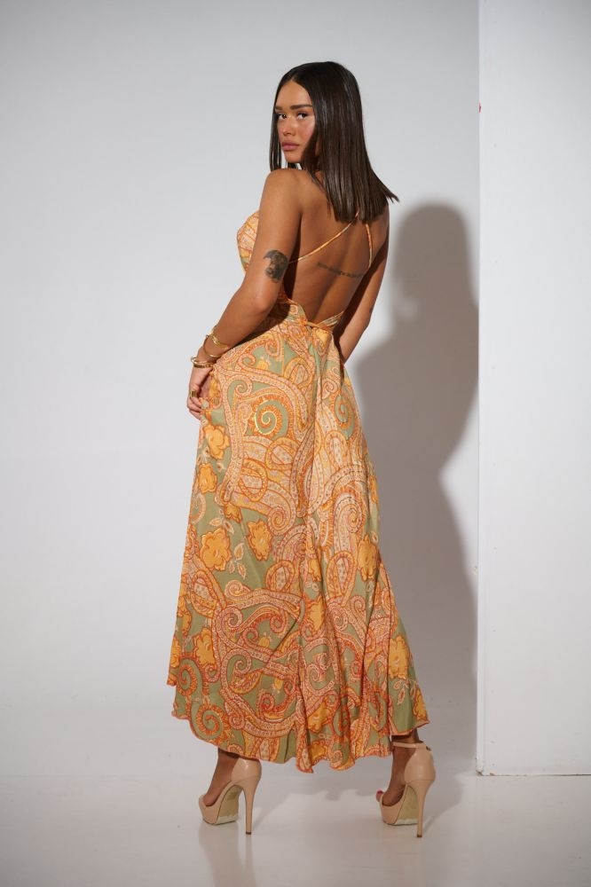 Maxi Floral & Paisley Printed Wrap Dress BLE