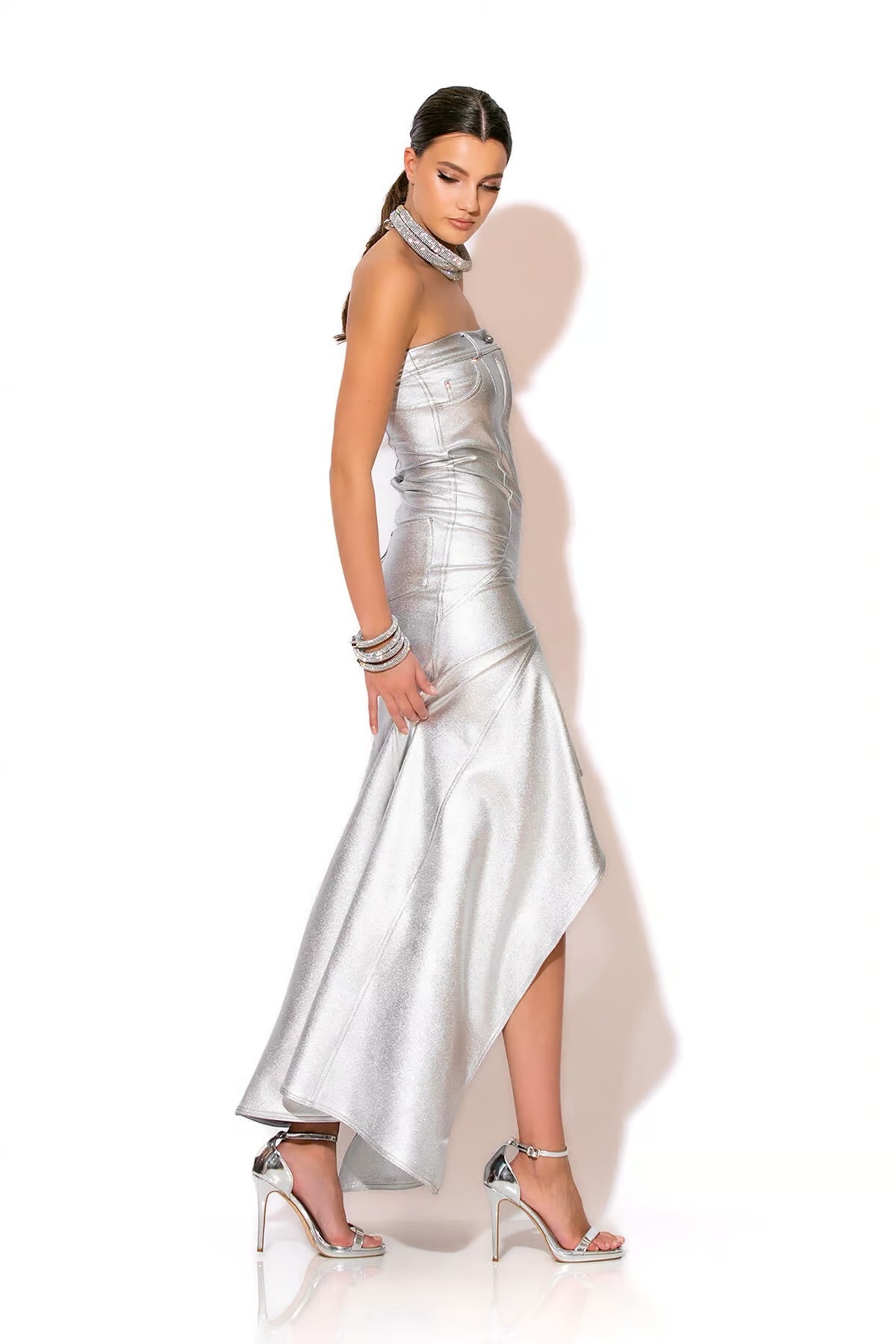 Φόρεμα Metallic Στράπλες CTHROU