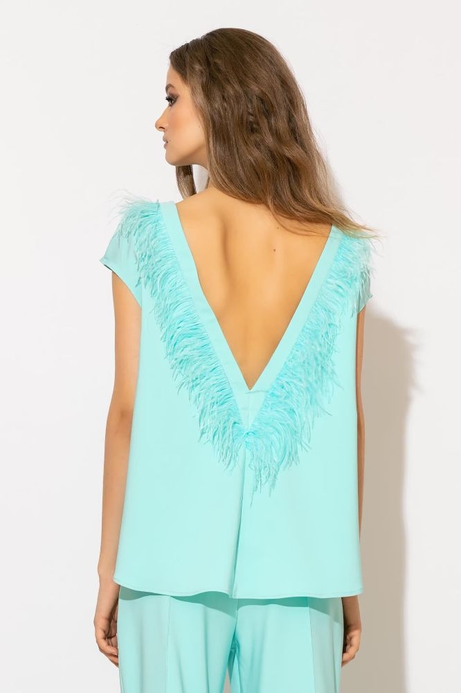 Sleeveless Blouse With Feathers In The Back C-THROU
