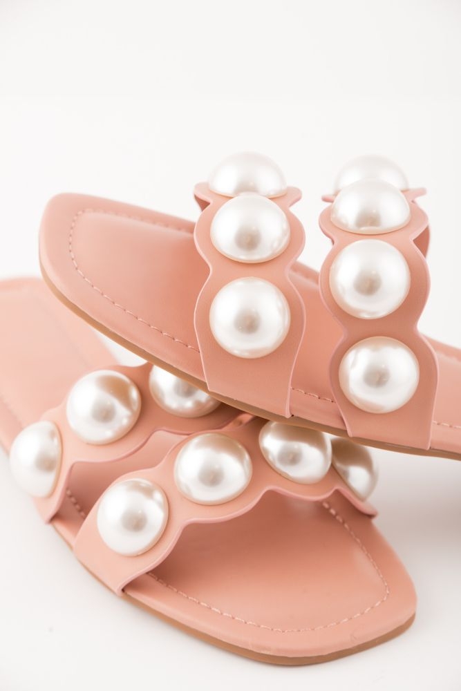 Pearl Decor Slide Sandals
