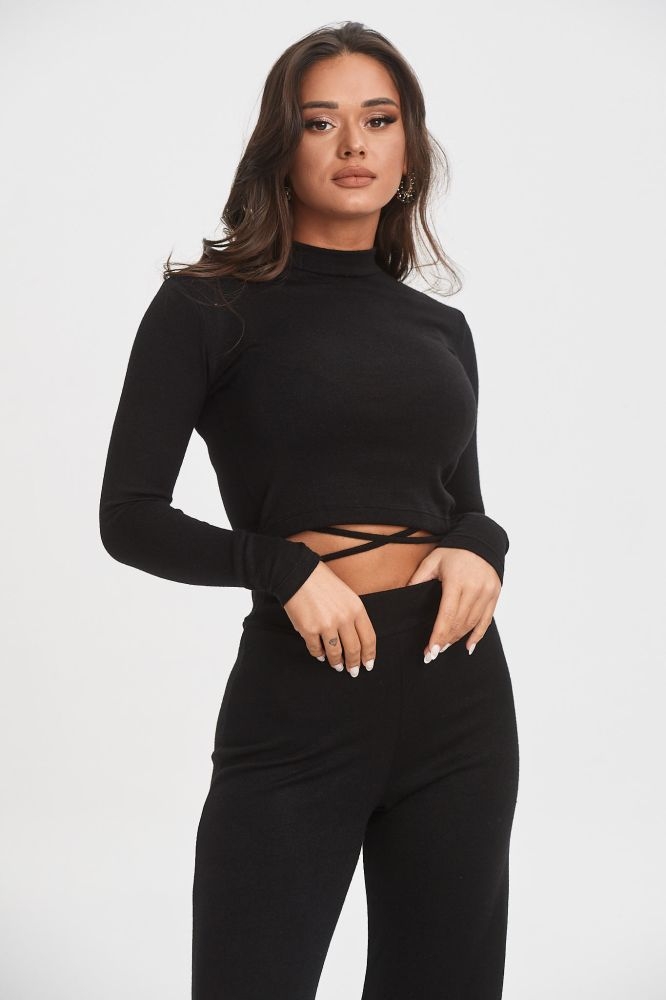 Knit Long Sleeve Top With Fringers