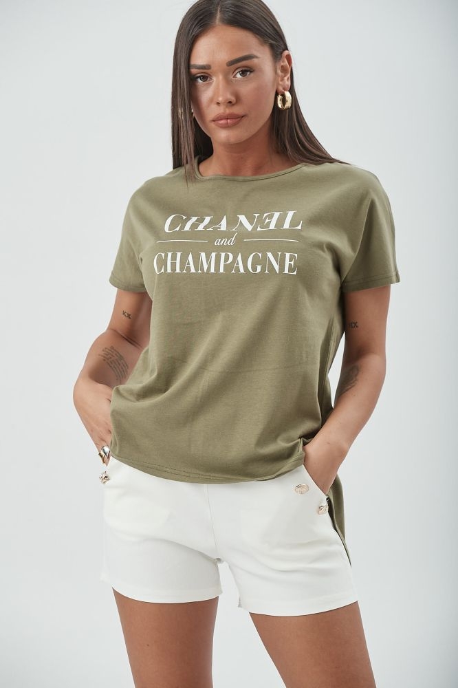 T-Shirt Με Στάμπα Champagne