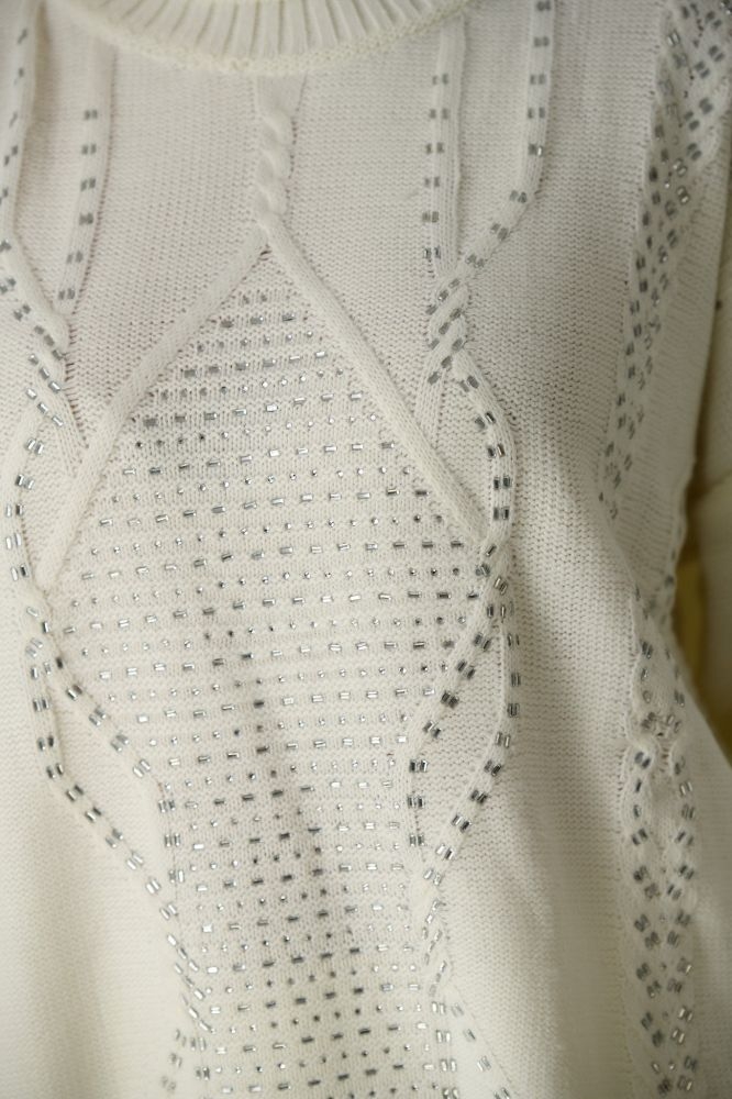 Knitwear Turtleneck With Rhinestones Design