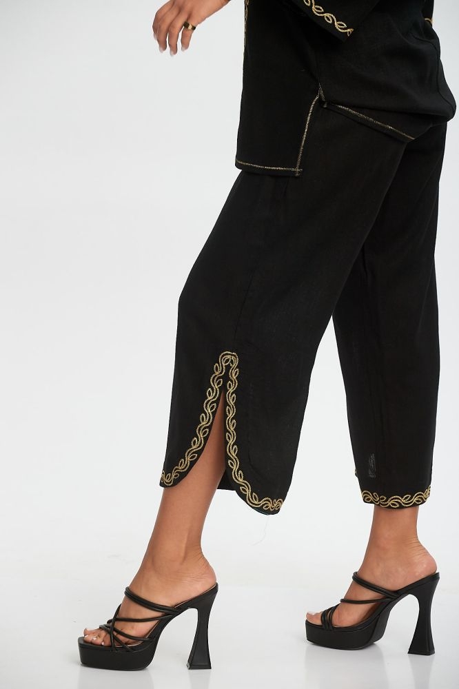 Set Pants And Shirt With Gold Embroidery