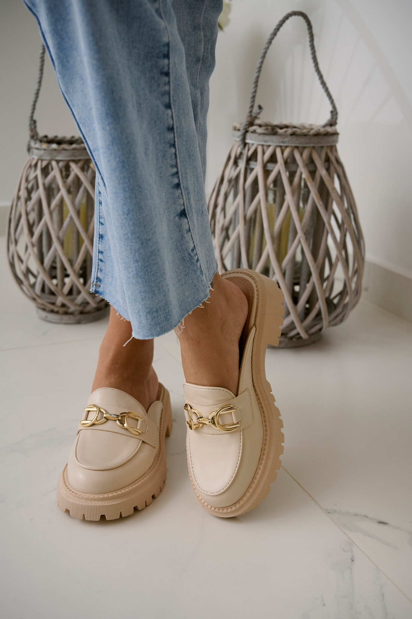 Slingback Loafers With Golden Buckle