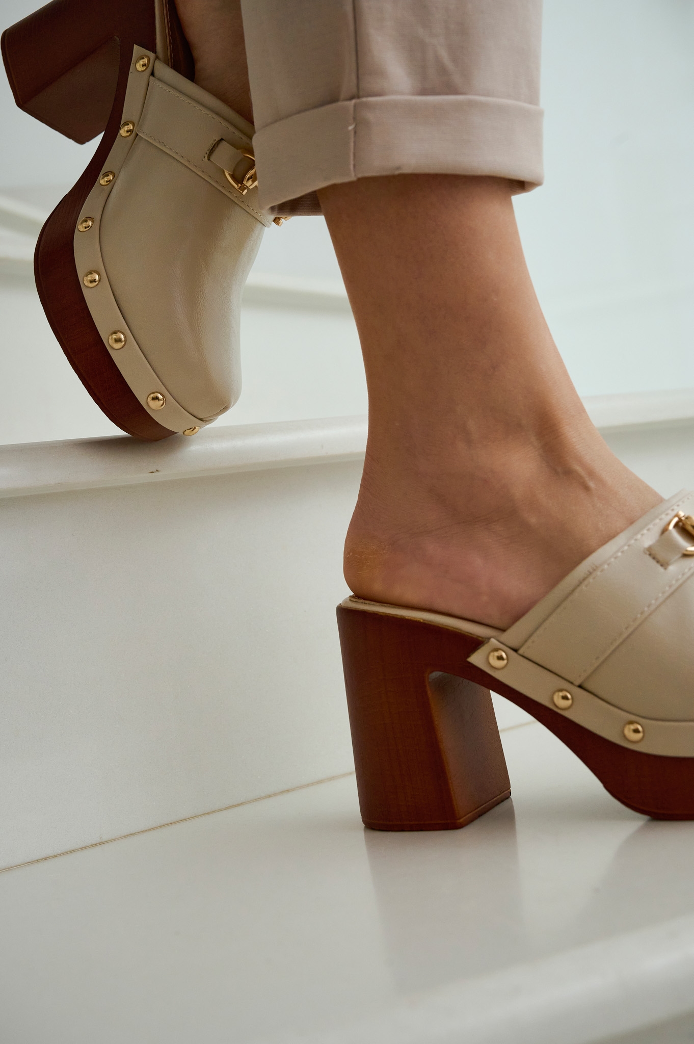 Leatherette Clogs With Heels