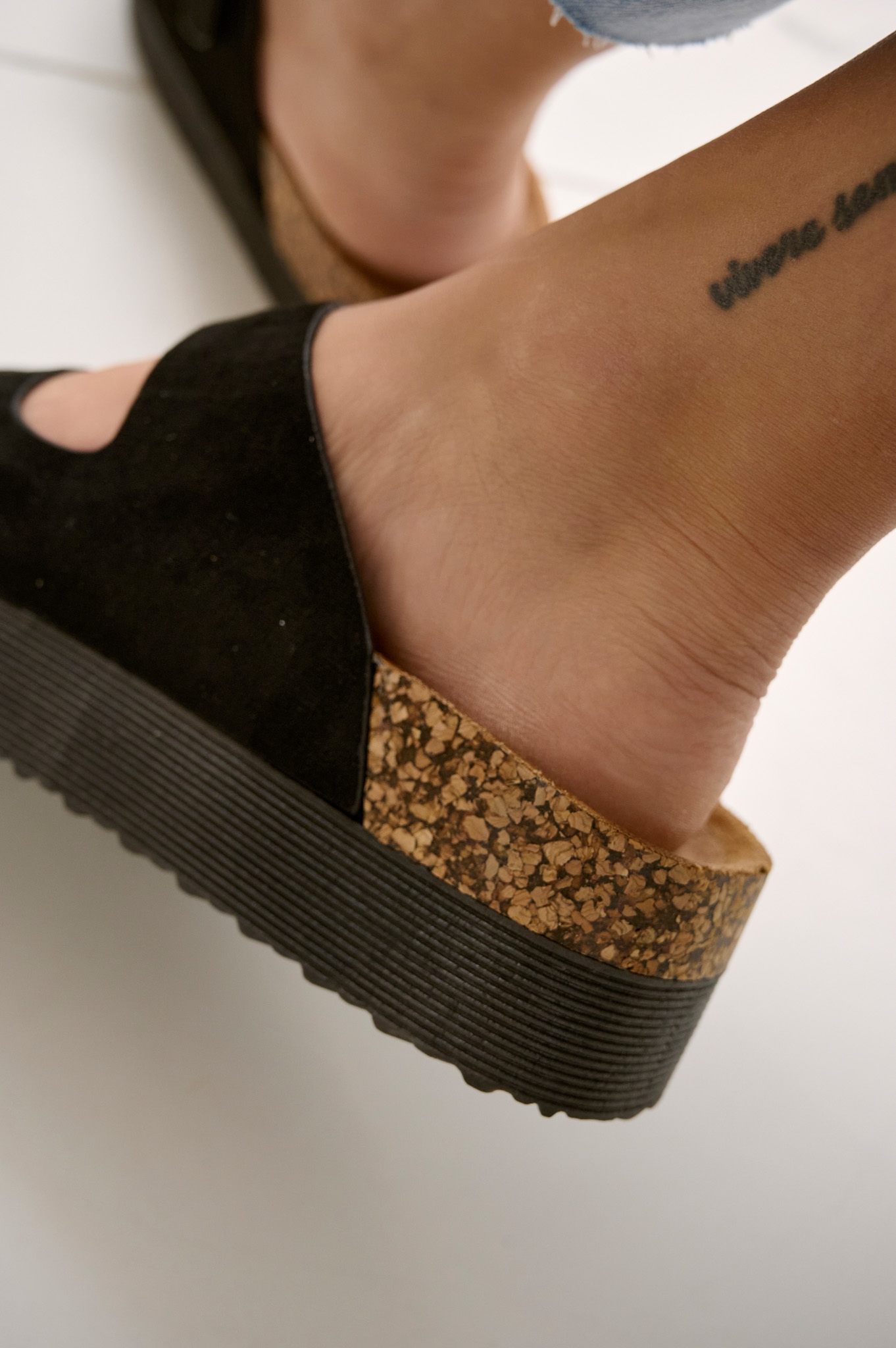 Suede Slippers With Buckles