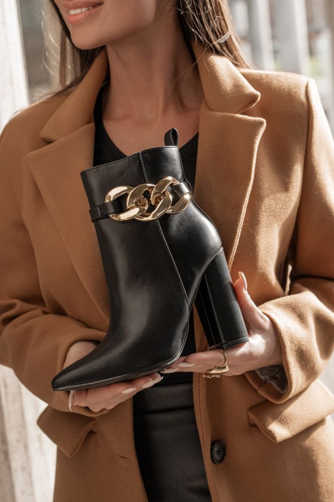 Chain Detail PU Ankle Boots
