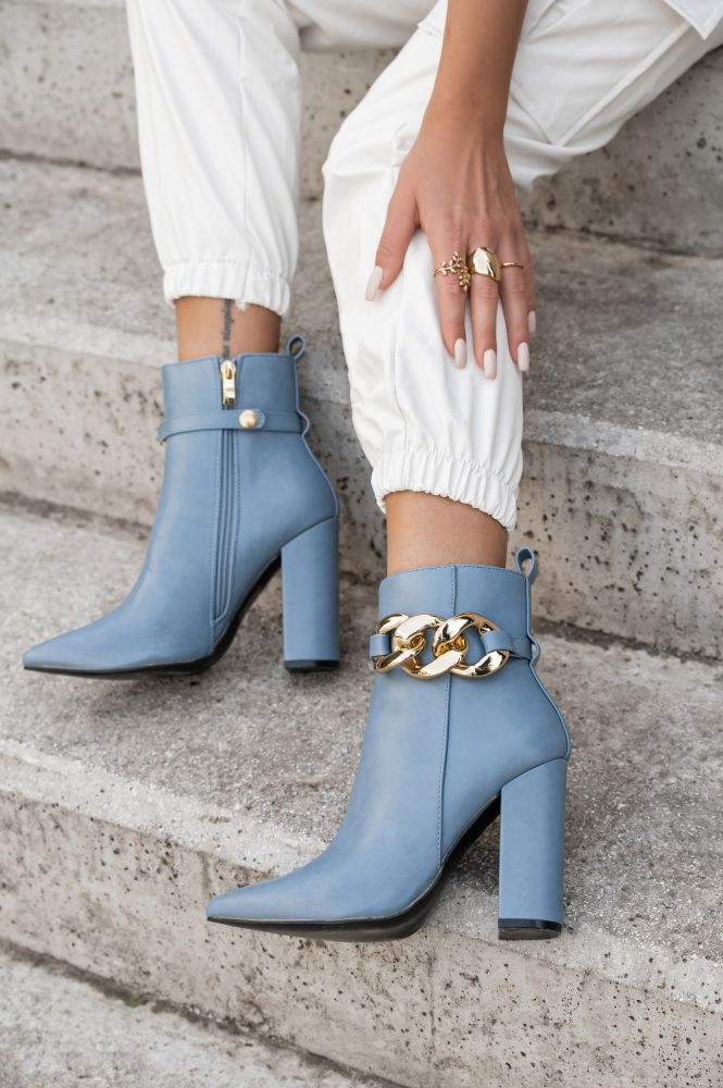 Chain Detail PU Ankle Boots