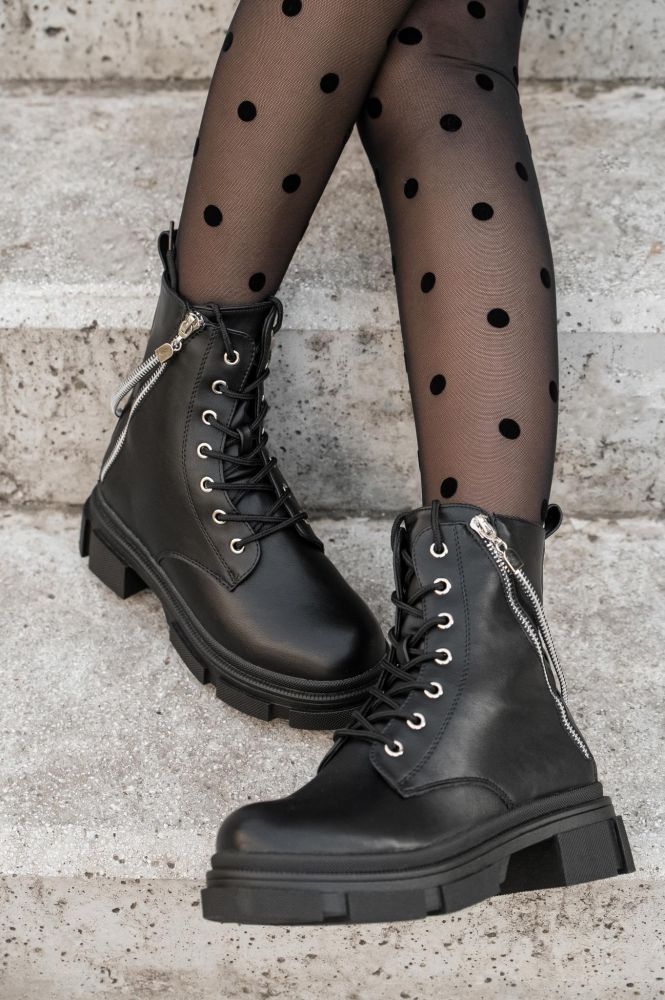 PU Lace Up Ankle Boots