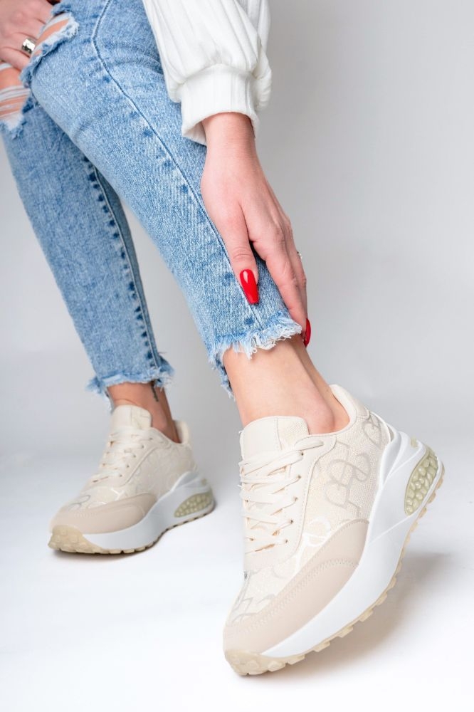 Glittery Sneakers With Letter Print