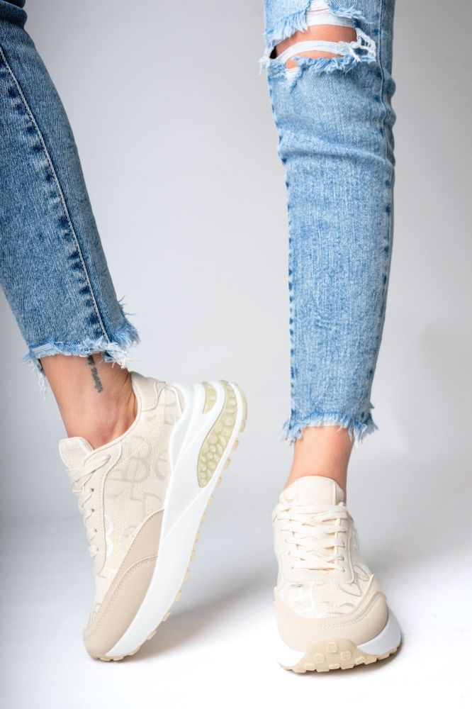 Glittery Sneakers With Letter Print