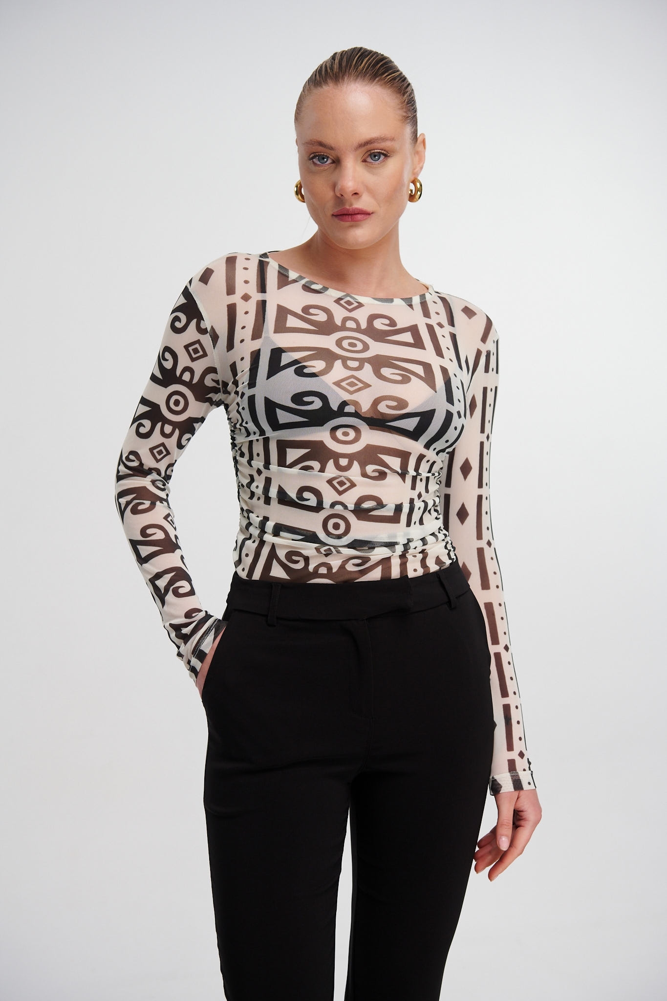 See-through Blouse With Geometrical Design
