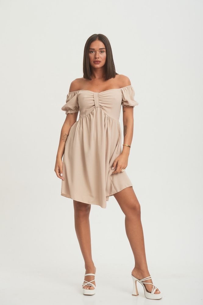 Mini Dress With Puffy Sleeves