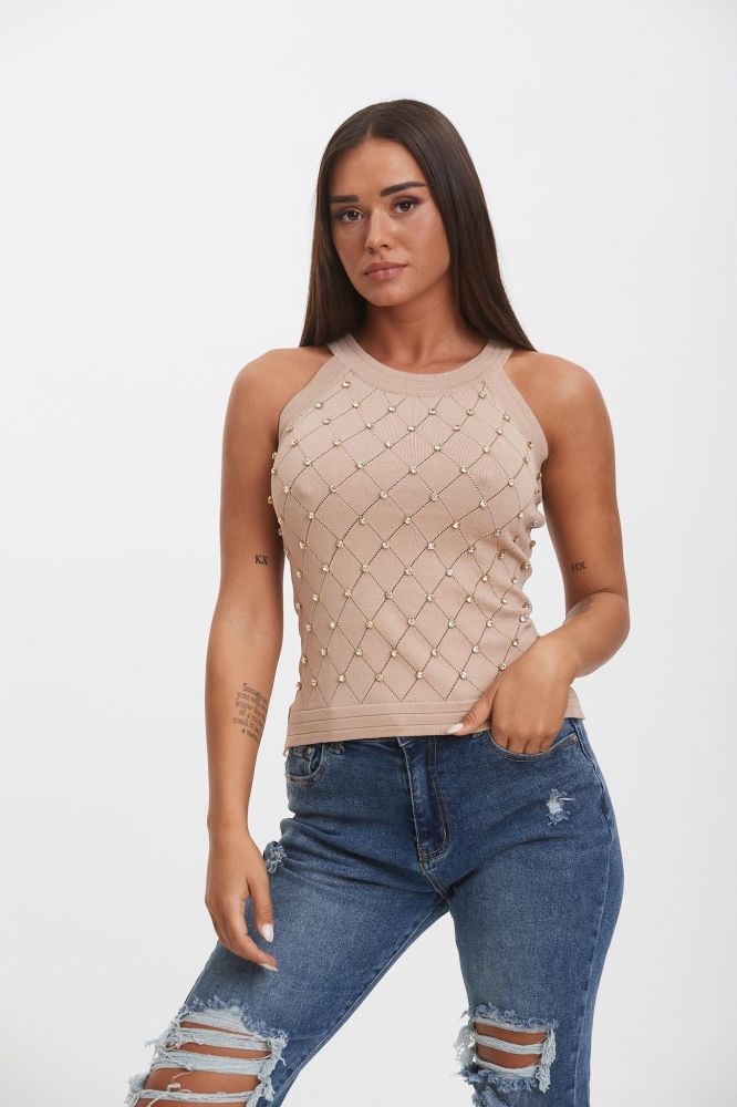 Sleeveless Top With Strass
