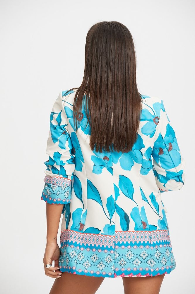 Printed Blazer With Leaves