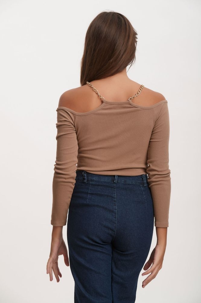 Off Shoulder Blouse With Chain Strap