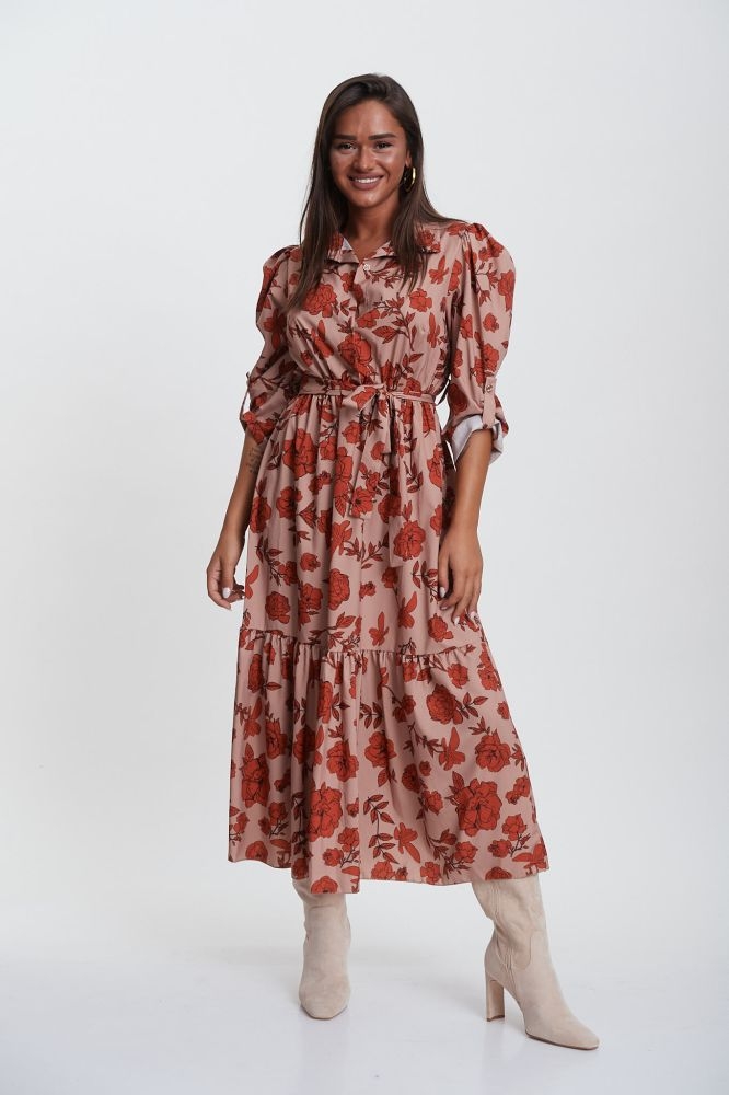 Floral Maxi Dress With Belt 