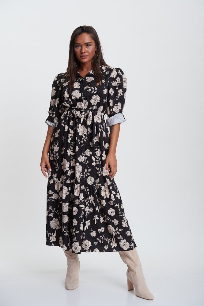 Floral Maxi Dress With Belt 