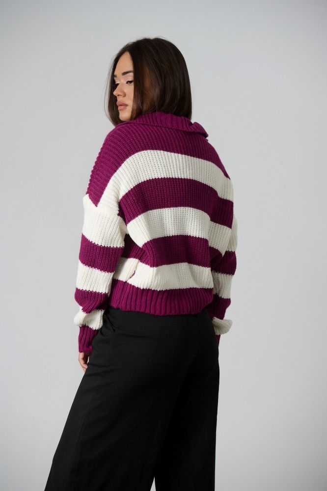 Striped Knitwear With Collar