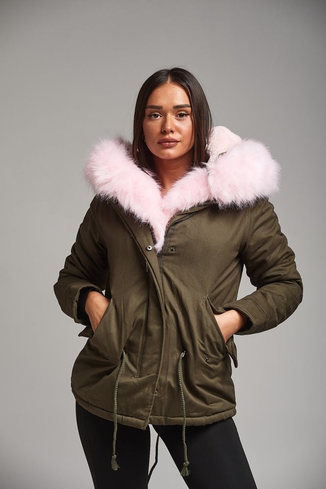 Olive green Parka With Fur