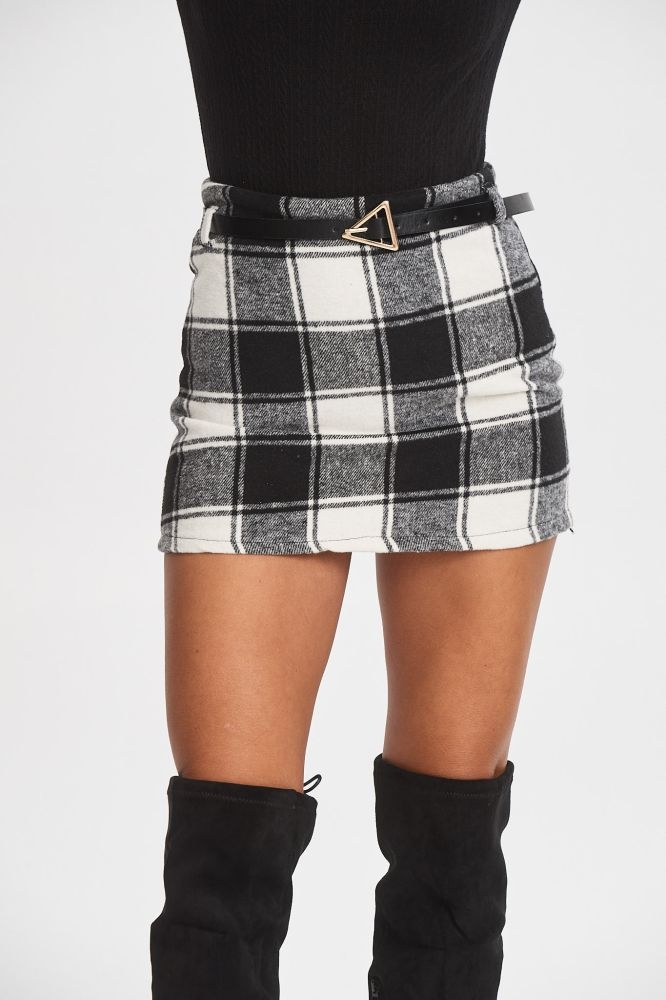 Checkered Skirt With Belt