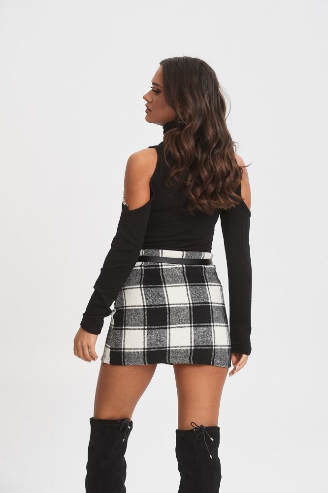Checkered Skirt With Belt