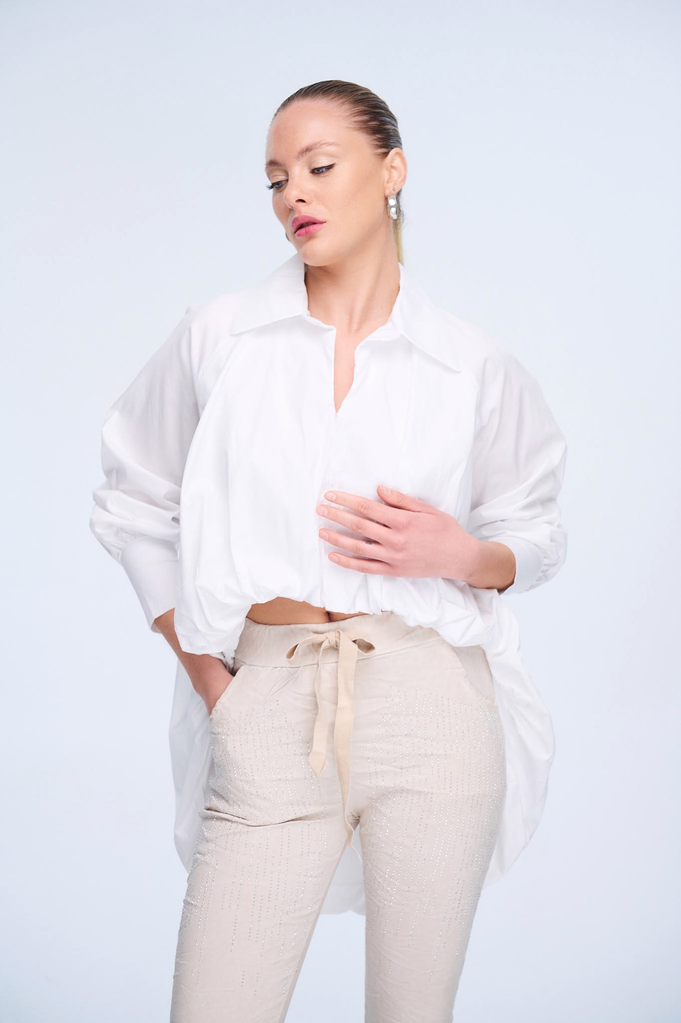 Shirt With Front Ruffle