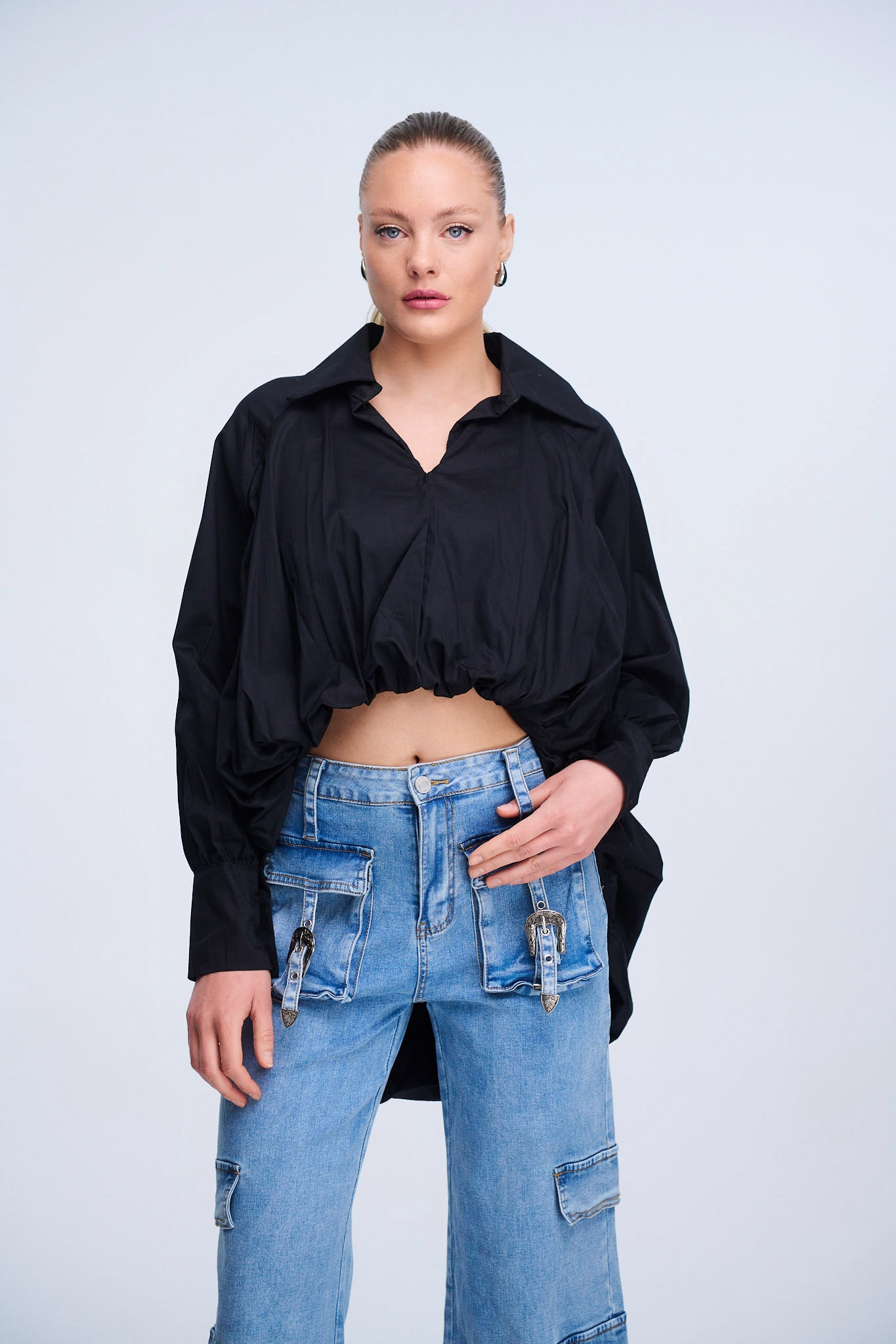 Shirt With Front Ruffle