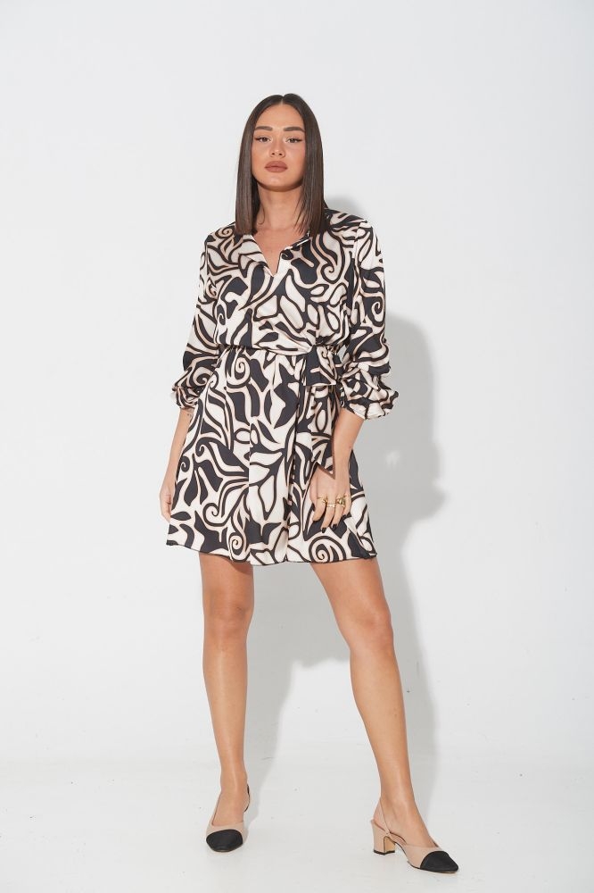 Mini Printed Dress With Knot