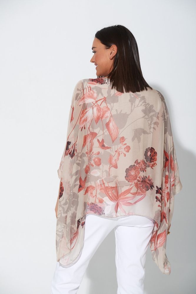 Batwing Sleeve Blouse With Flower Print