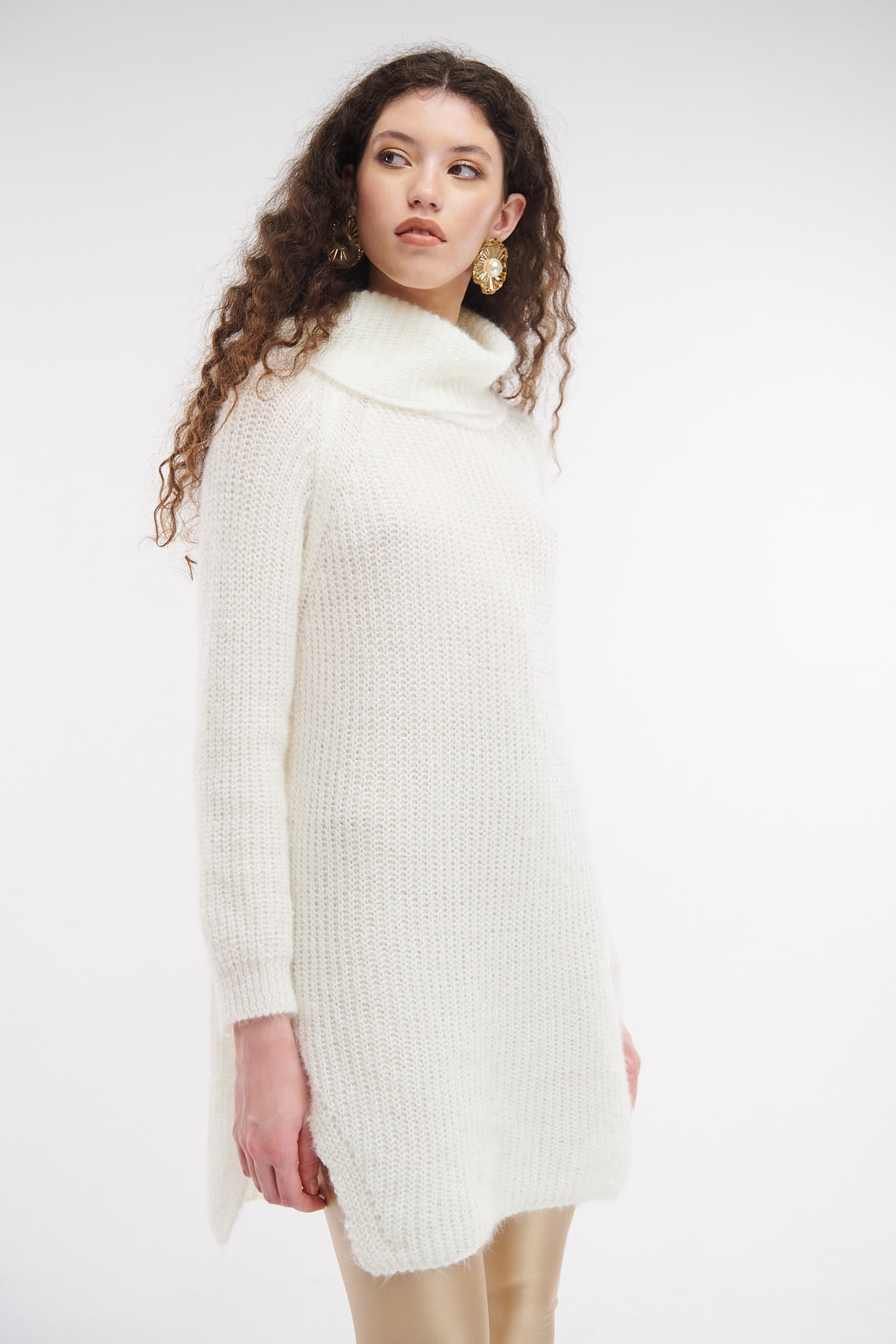 Oversized Knitted Dress With Turtleneck
