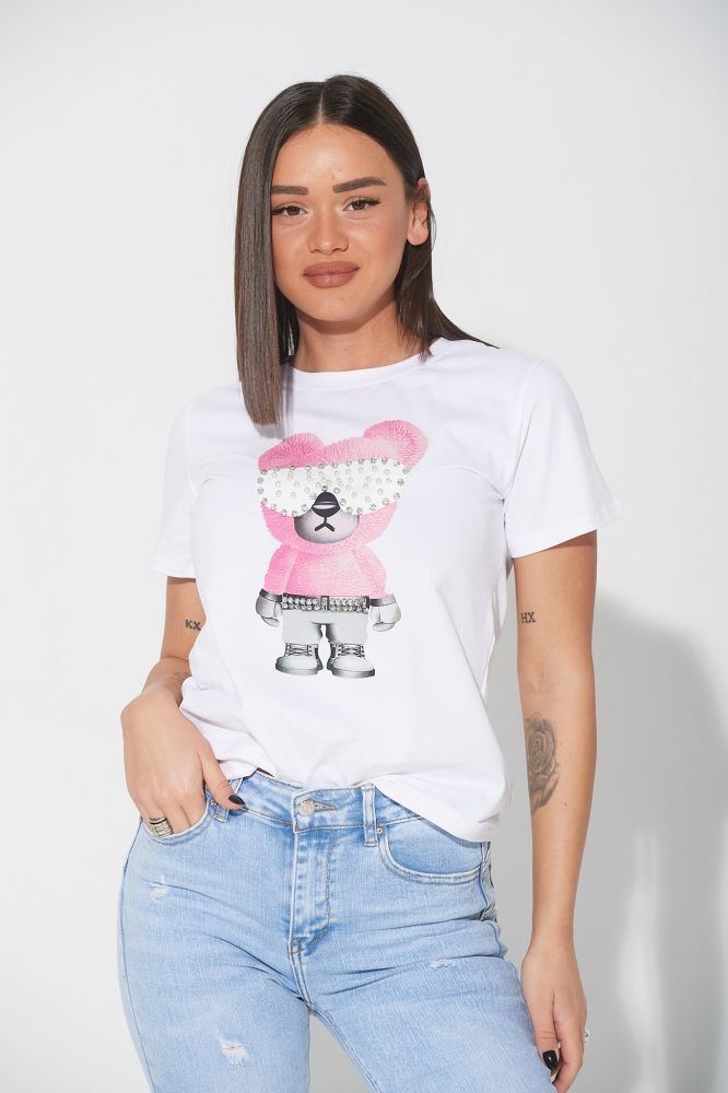 T-Shirt Teddy With Rhinestones And Pearls