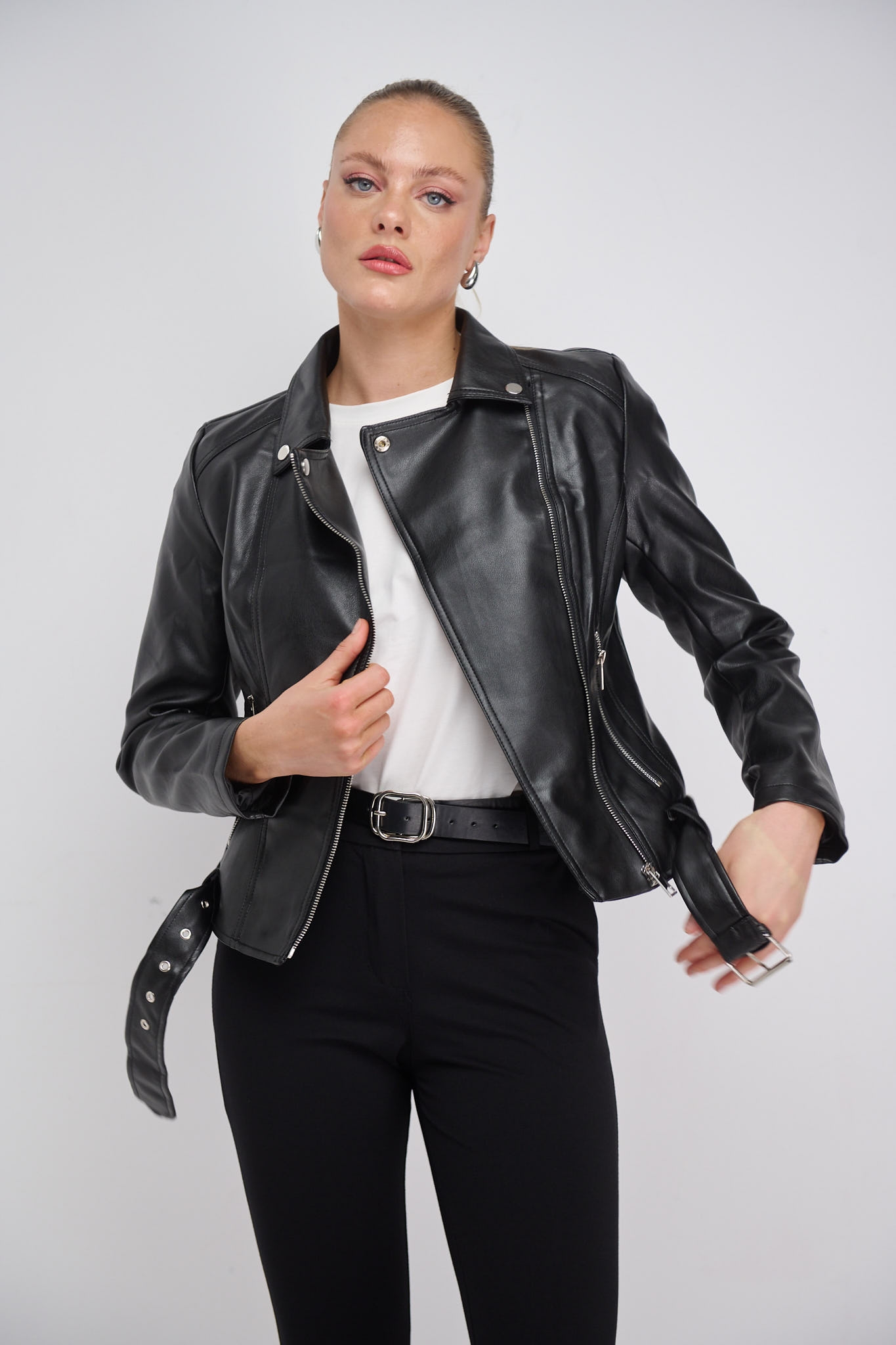 Leatherette Jacket With Zipper