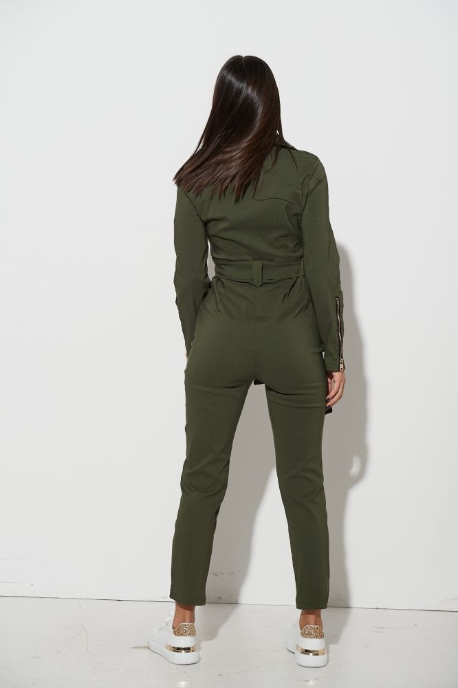 Jumpsuit With Belt And Zippers