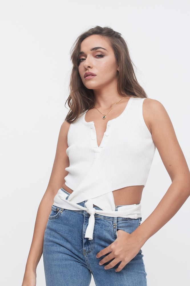Ribbed Front Knot Top
