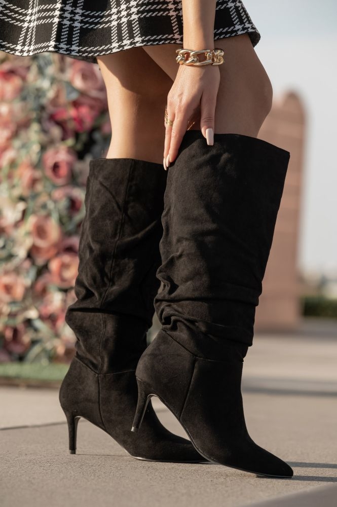 Suede Point Toe Side Zipper Classic Boots