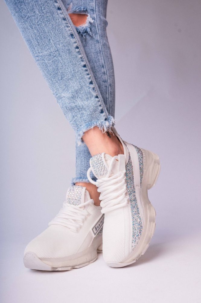 Sneakers With See-through Sole And Rhinestones