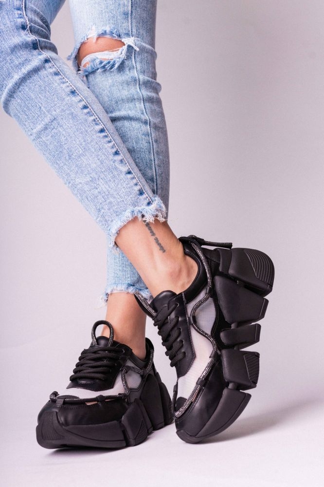 Sneakers With See-through Detail & Shiny Strap