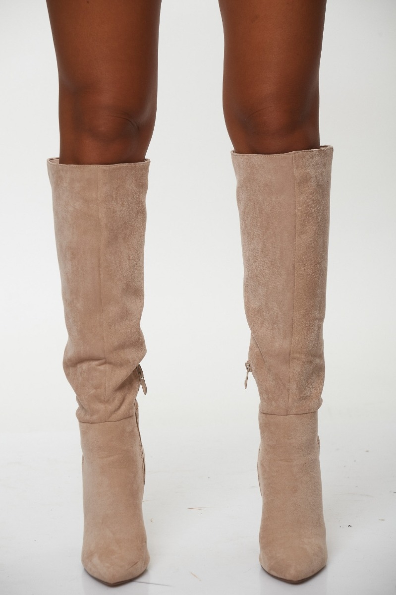Suede Boots With Thick Heel 
